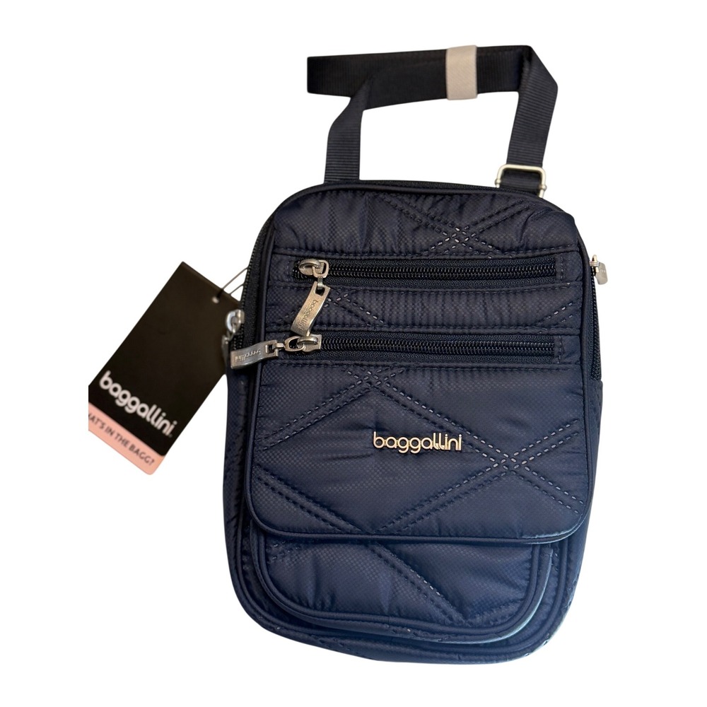 baggallini‎ RFID Journey Crossbody Bag French Navy Quilted Travel Purse Women